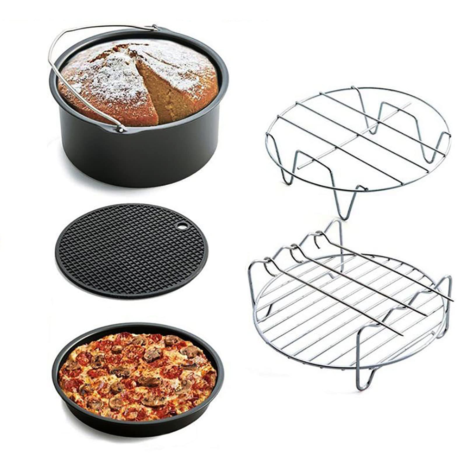 Lybunair 7in Universal 12pcs Hot Air Fryer Kits with Cake Cup and Basket Accessories