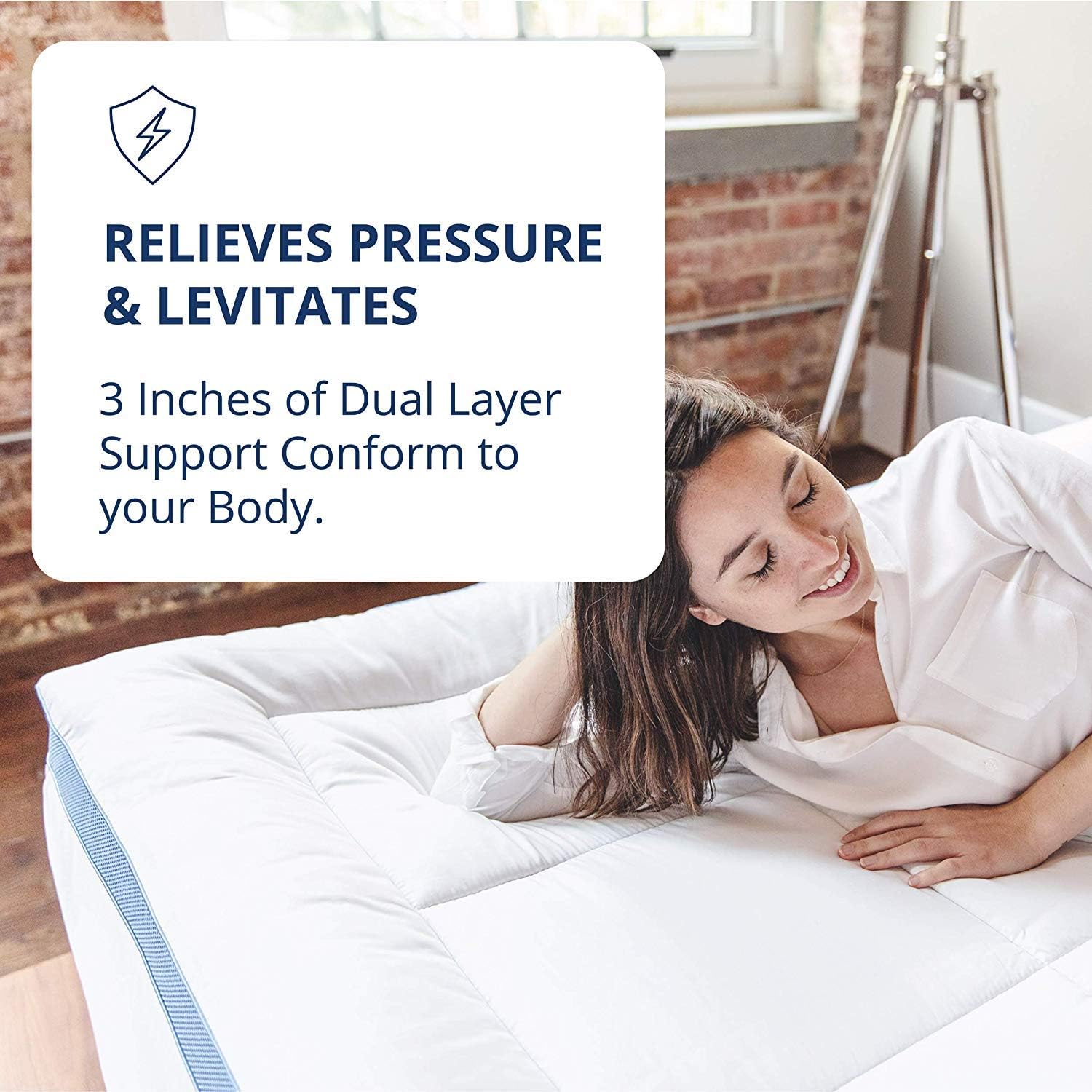 Promo 40% OFF ViscoSoft Pillow Top Latex Mattress Topper Full - Made in USA Serene 3 Inch Gel Latex Mattress Pad and Cover