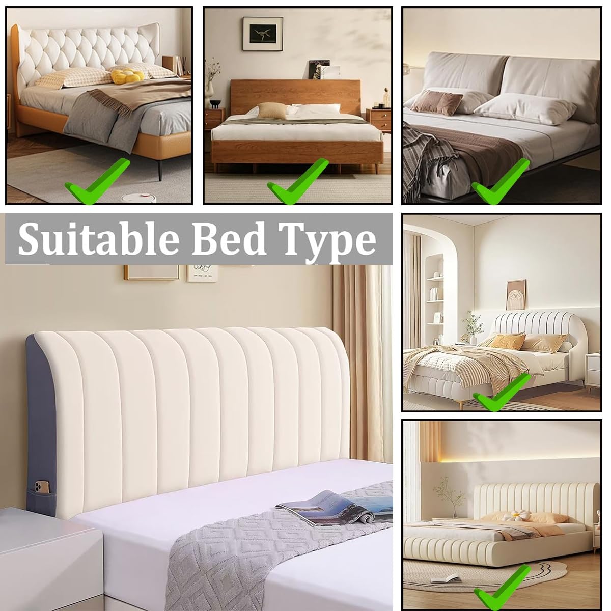 2025 Nuovo Copritestata Del Letto Matrimoniale Imbottito ,Copri Testata Letto Matrimoniale/SingoloVelluto Elastica Universale Copertura Per Testiera Per Letto，Per Decorazione Camera Letto(Grey,220x65c