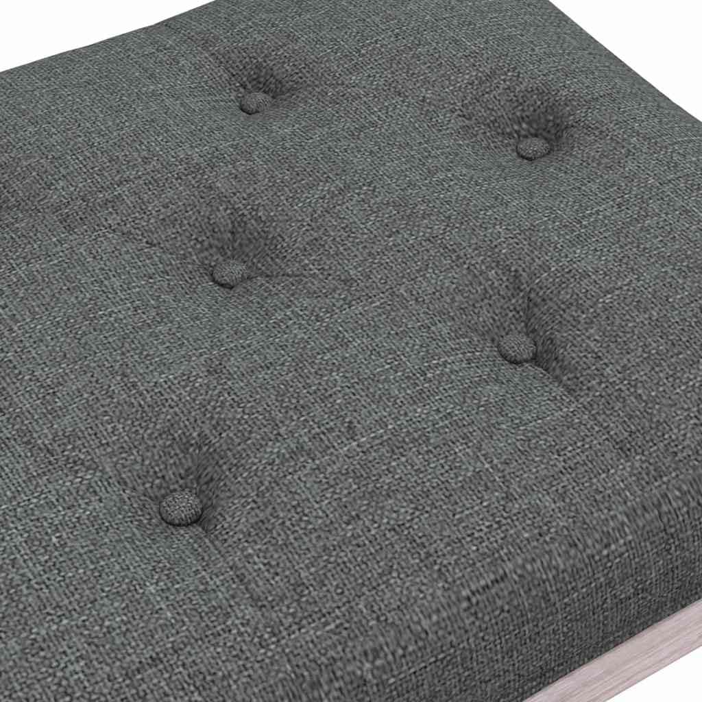 Ławka do siedzenia, ciemnoszara, materiał z tapicerką, 110 x 40 x 49 cm, drewniane nogi do korytarza, przedpokoju, salonu, stabilne siedzisko ze schowkiem i antypoślizgowymi filcowymi