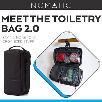 NOMATIC Toiletry Bag - Travel Toiletry Bag For Men and Women - Black, Large | Water-Resistant, Hanging Strap, Internal Organization, Toothbrush Pocket, Travel Essentials, Hygiene bag