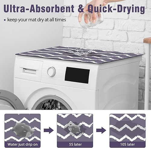 Miniatura 3 de Zylorix Fundas para lavadora y secadora para la parte superior, 2 alfombrillas protectoras antideslizantes de 27 x 27 pulgadas, a prueba de polvo y