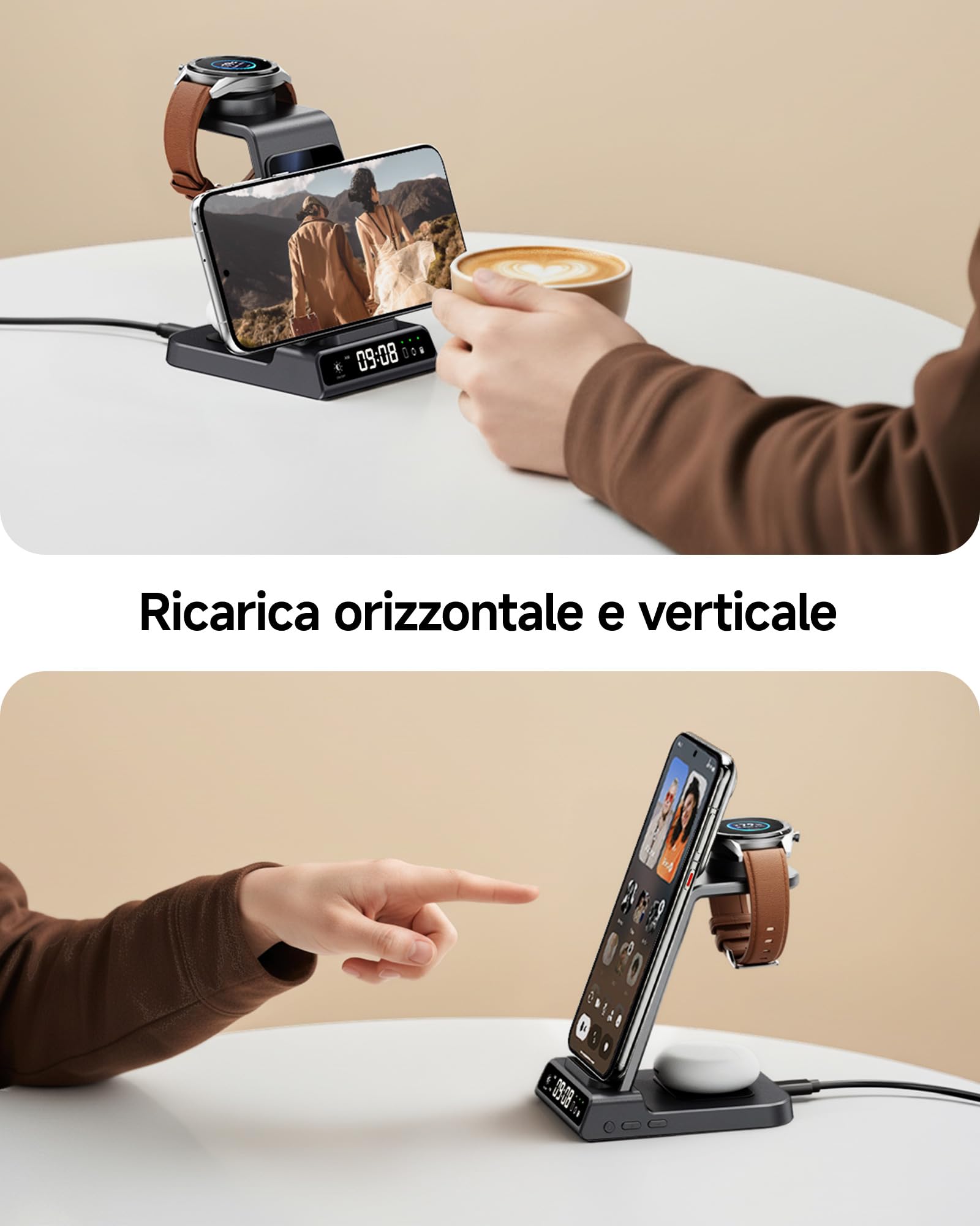 SwanScout Caricatore Wireless per Huawei, Stazione di Ricarica 3 in 1 per Pura 80/Pura 70/P60/Mate 80, Base Ricarica per Huawei Watch GT 6/GT 6 Pro/GT 5/GT 4/5/4/Fit 5, per Auricolari, SwanScout C01HW