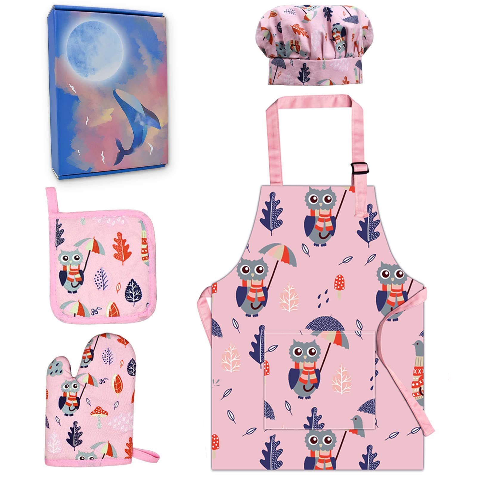 Kids Apron Adjustable Strap for Boys and Girls 100% Cotton, Toddler Chef Apron with Pocket for Kitchen Cooking