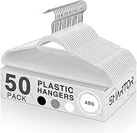 Vista 15 de SMARTOR Perchas de plástico para ropa, paquete de 50 perchas de plástico resistentes para ropa, perchas delgadas sin terciopelo con gancho giratorio