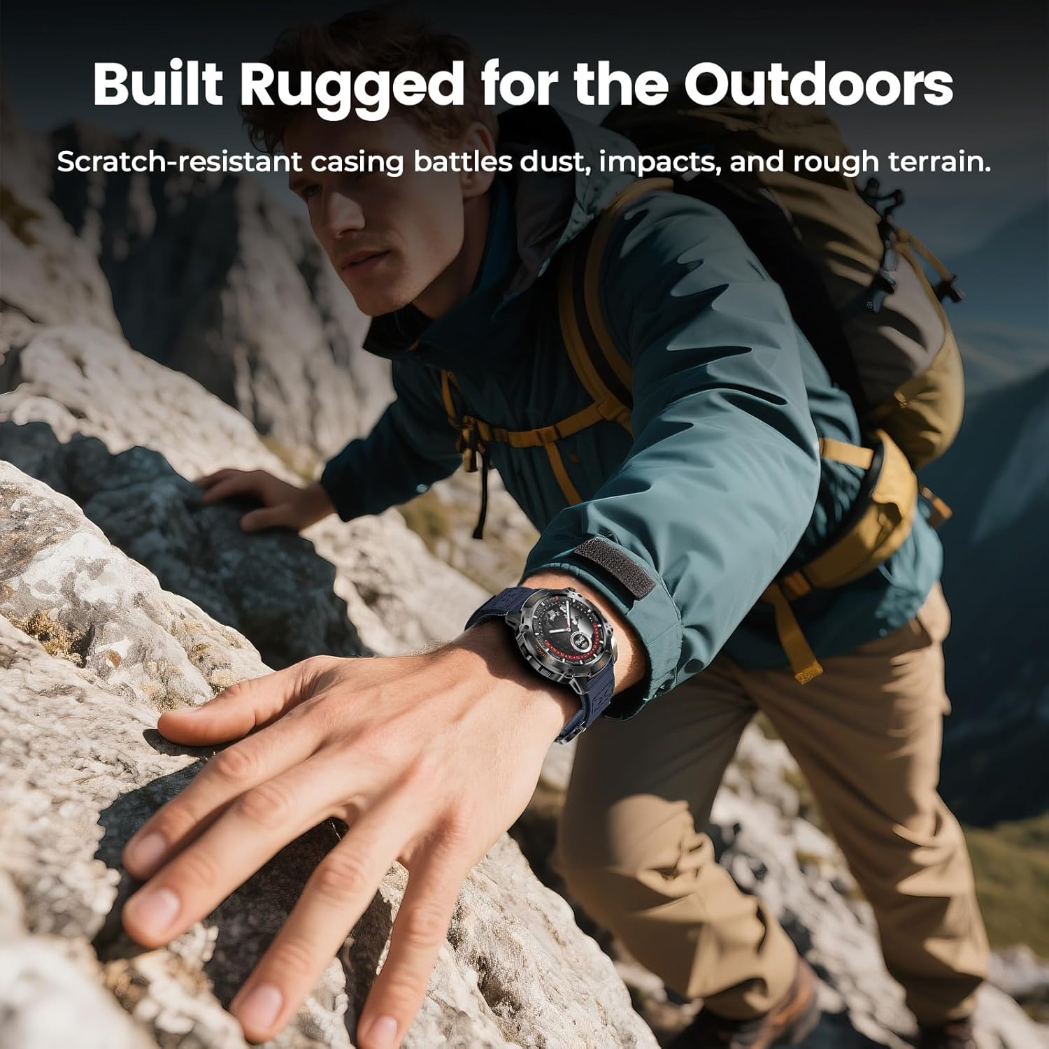 WalkerFit Rugged Smart Watch for Men- Answer/Dial Call,30M Waterproof Fitness Watch with Health Monitor,170 Sport Mode,Military Smartwatch for iPhone,AMOLED, Blue Nylon