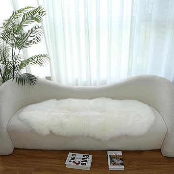 Real Genuine Sheepskin Rug Natural Sheepskin Throw Real Full Sheep Skin Rugs Fluffy Fur Rug Authentic Sheep Skin Seat Covers for Chairs Recliner SofaIvory