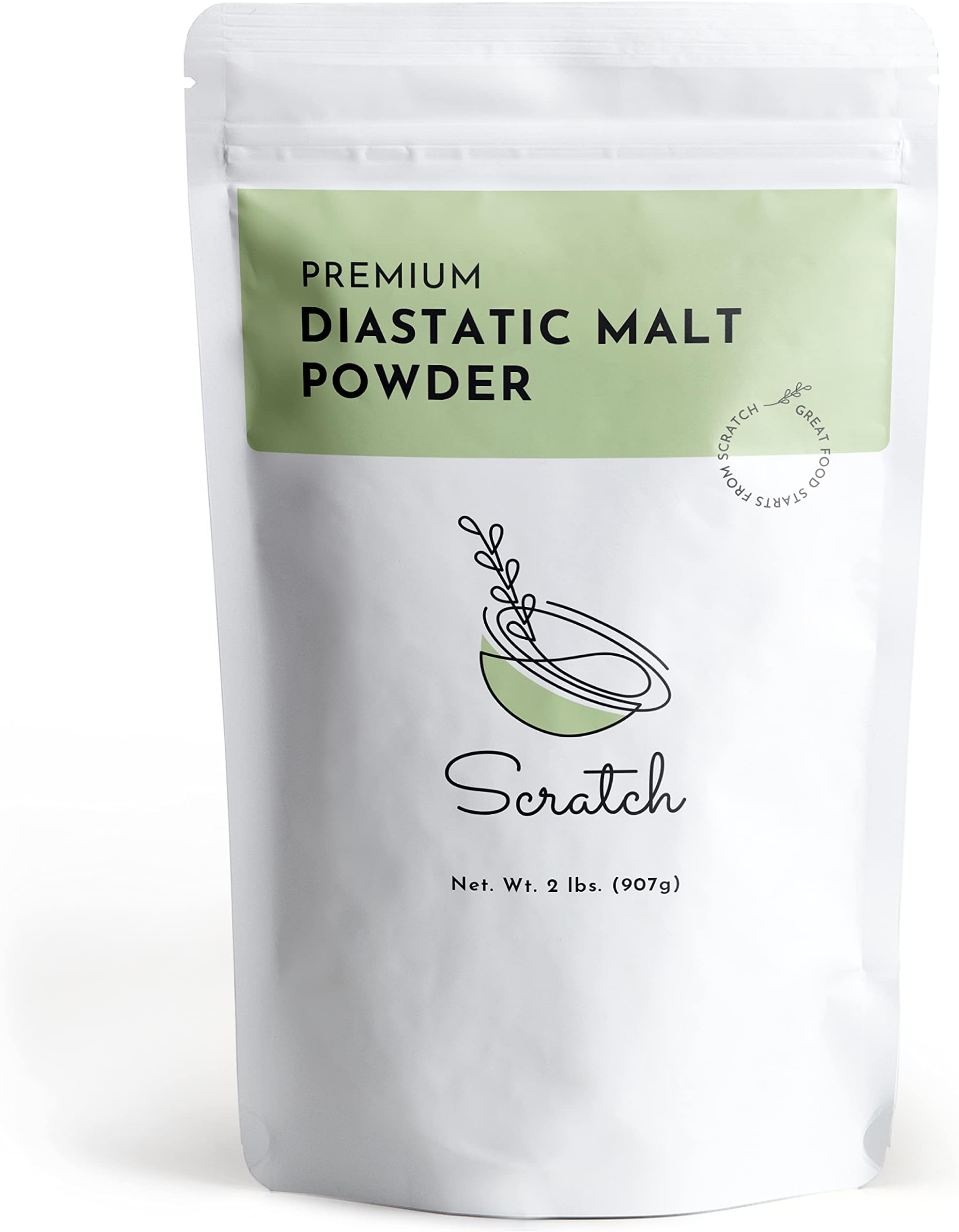 Scratch Diastatic Malt Powder for Baking - (2LB) Dried Barley Malt for Baking Bread - Bread Improver - Premium Baking Ingredients for Breads, Pizzas, Pretzels, Desserts, Shakes and More