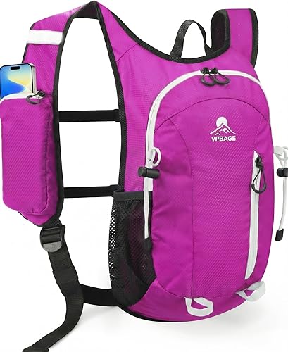 Miniatura 18 de Mochila de senderismo pequeña con soporte frontal para teléfono, mochila plegable con correa de pecho y cintura, Naranja-, Pequeño, Mochilas Daypack