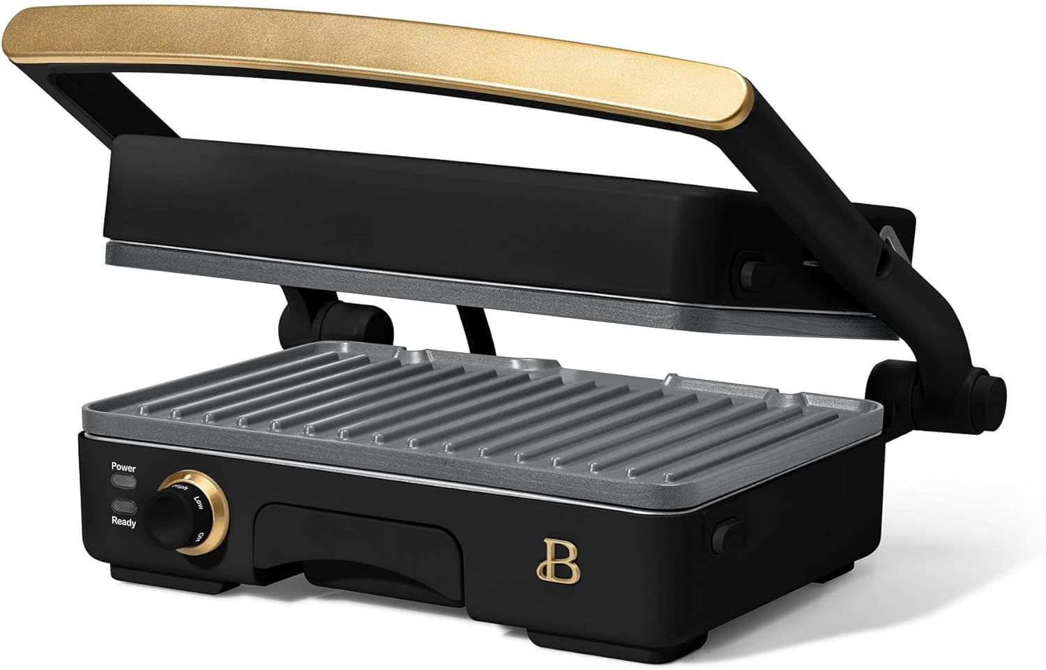2-in-1 Panini Press and Indoor Grill, 1200W Electric Sandwich Maker with Non-Stick Plates, Adjustable Temperature up to 450F, Floating Hinge, Cool-Touch Handle, Removable Drip Tray, Compact Countertop