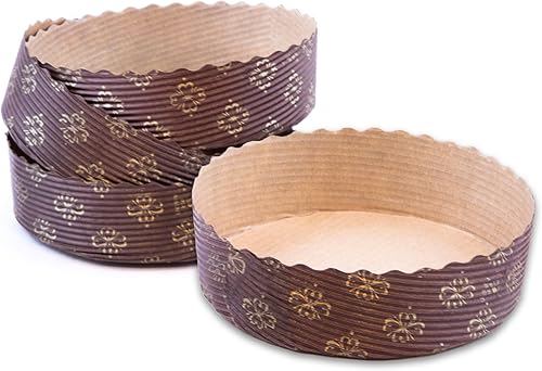 Moldes redondos de papel para tartas, 25 piezas, 4.75 x 1.25 pulgadas, 9.5 onzas, aptos para horno, microondas y congelador, antiadherentes,