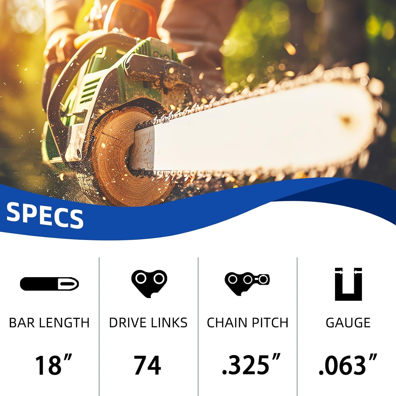 5 Pack 18 Inch Chainsaw Chain .325" Pitch .063" Gauge 74 Drive Links Fits Stihl MS271 Farm Boss, MS311, MS291, 26RS-74, 26RM3-74, 36390050074, Oregon L74, V74 and More (5 Chains)