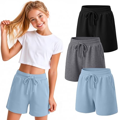 JoyMotion 3 Pack Girls Athletic Shorts, 3-Color, 13-14 Years