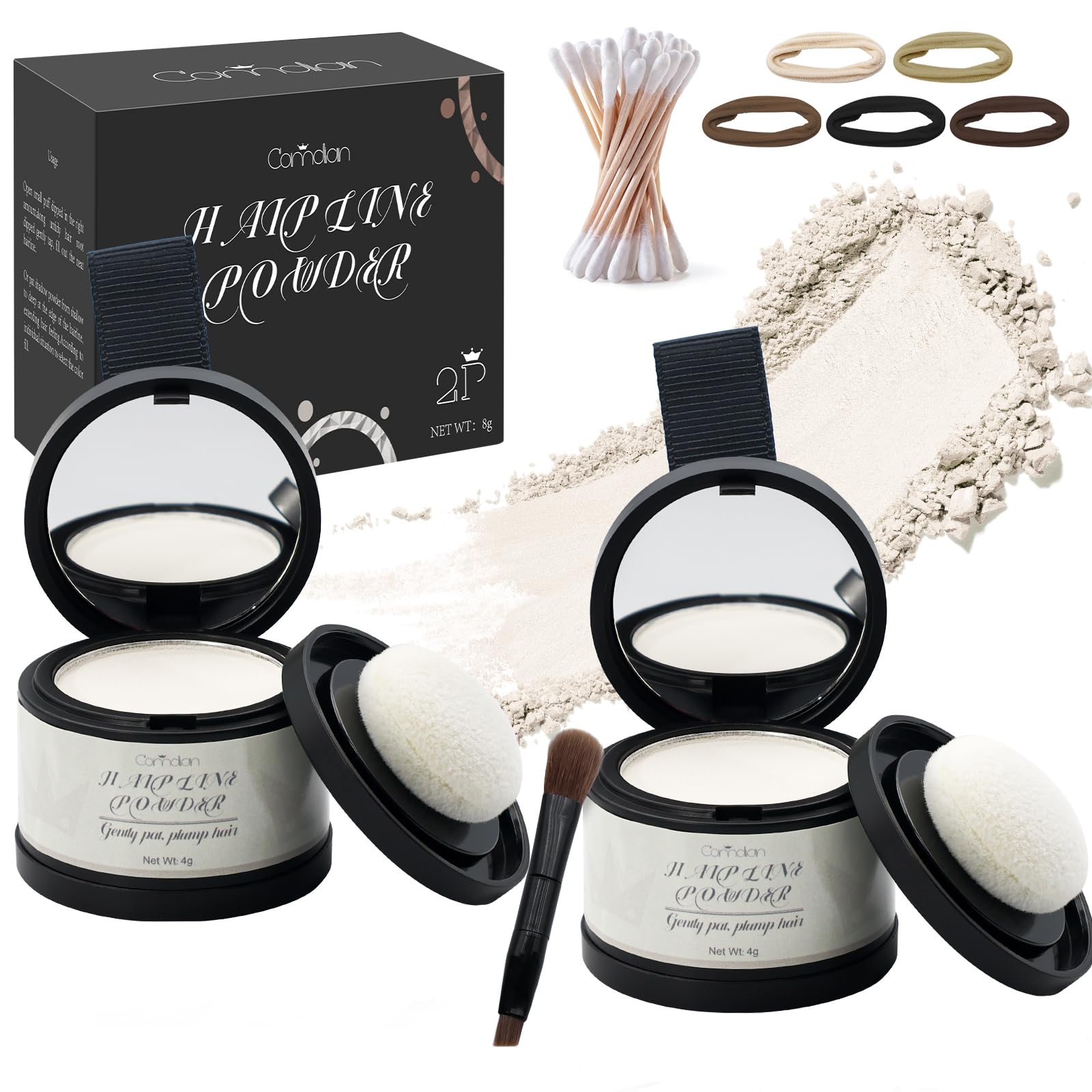 2 Pack Hairline Powder for Women and Men, Used to Root Touch Up Hair Color, Thinning and Gray Hair Coverage and Bald Spots Coverage, White