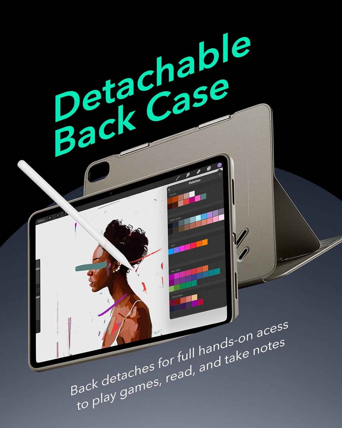 ESR for iPad Air 11 Inch Case M4/M3/M2 (2026/2025/2024), iPad Air 5th/4th Gen Case (2022/2020) 10.9 Inch, Removable Magnetic Cover, Adjustable Portrait/Landscape Stand, 9 Standing Angles, Titanium