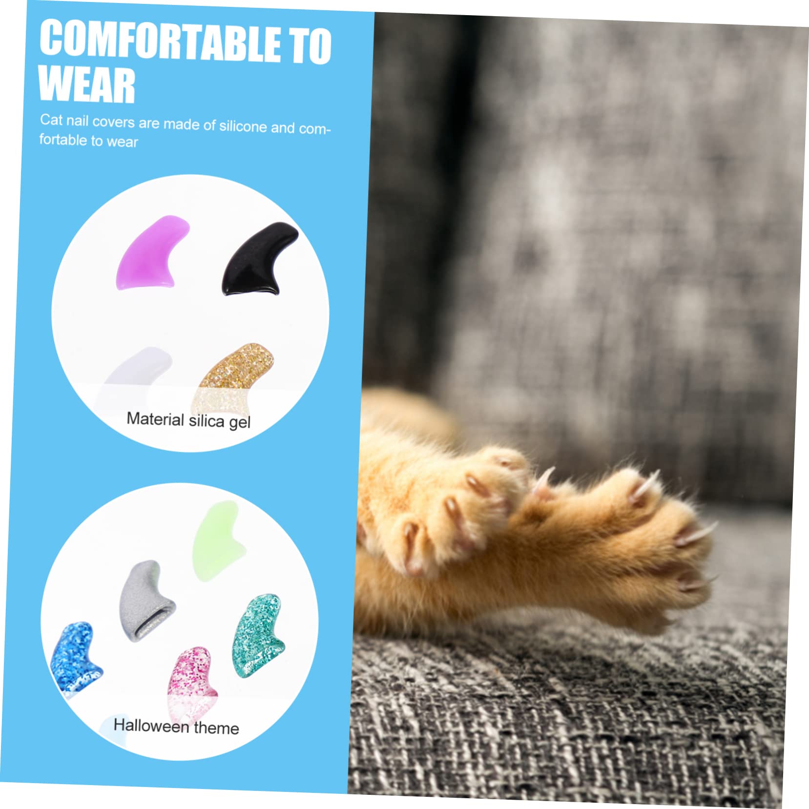 Sosoport 50juegos Cubiertas De Uñas De para Gatos y De Coloridas para Protección De Patas Reduce Arañazos y Daños El De Usar y Seguro para