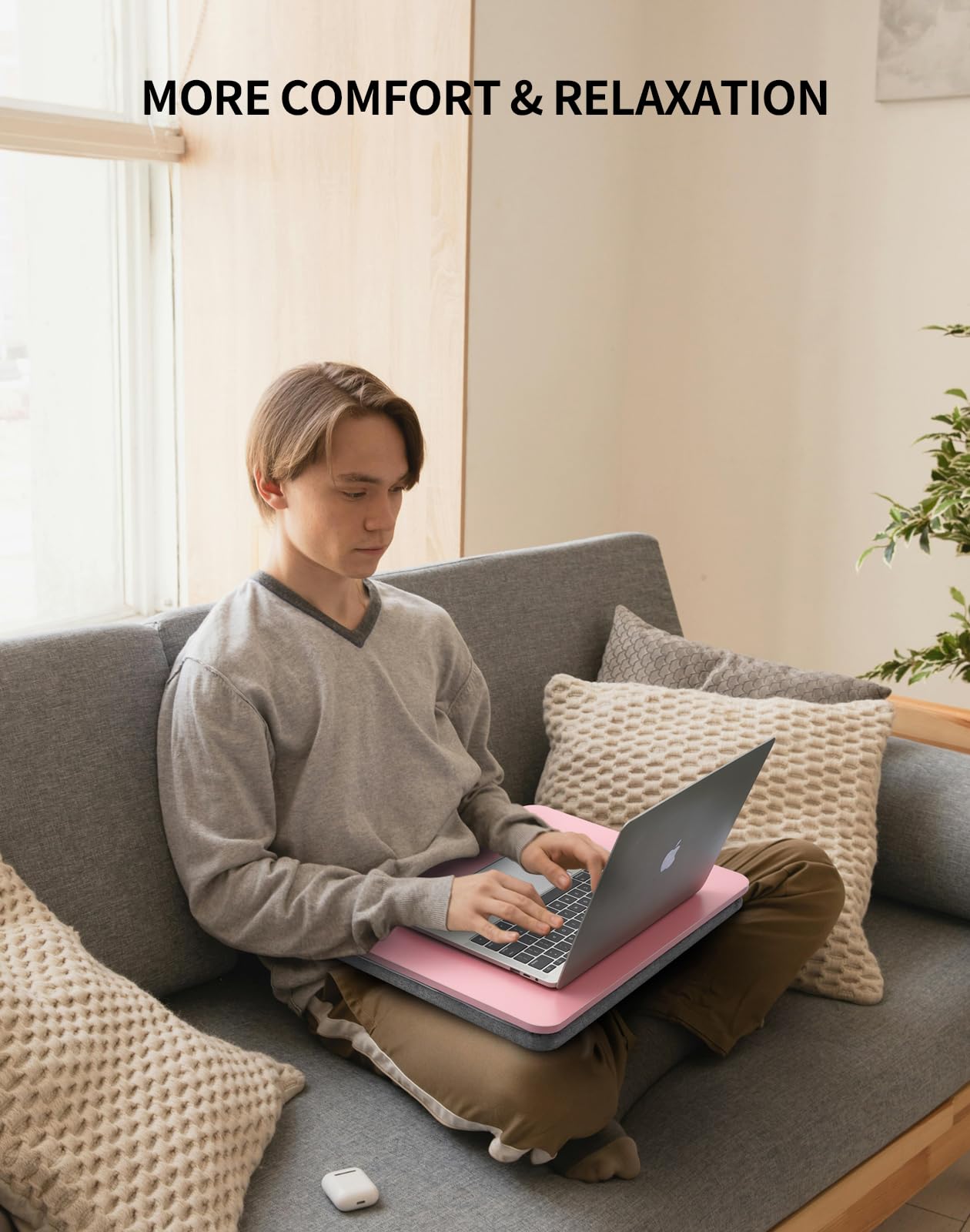 Portable Lap Laptop Desk with Pillow Cushion Fits up to 15 6 inch Laptop Lap Stand for Bed — view 3