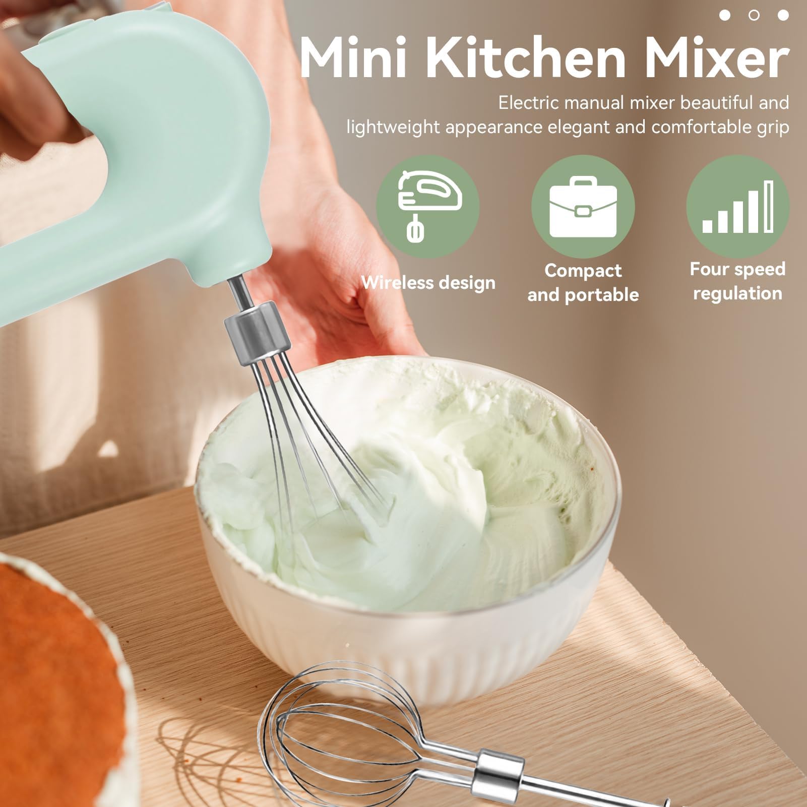 Schnurloser Handmixer, Mini-Elektro-Handmixer, Wiederaufladbarer USB-Mini-Ei-Schläger Für Den Haushalt, Hand-Ei-Schläger, Elektrischer Mixer Mit 4 Geschwindigkeitsmodi