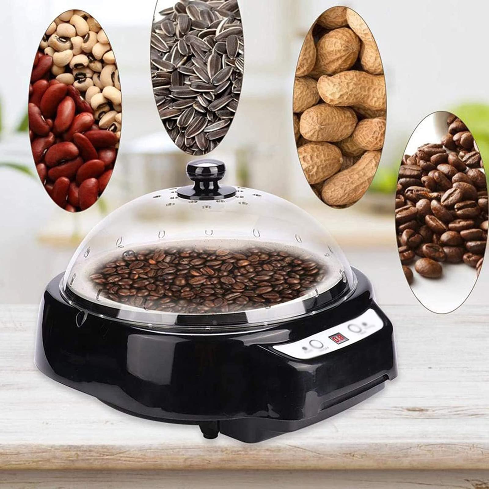 Tostador De Café Doméstico Máquina Eléctrica Para Hornear El Grano De Café Temperatura Ajustable Secador De Frutas Secas Y Granos Para Granos Cacahuetes Harina Hierbas (Color : Gray)