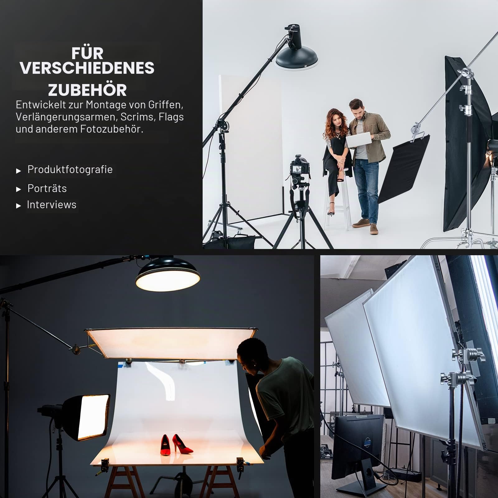 NEEWER Multi Functional Heavy Duty 2,5 Zoll Grip Head Swivel Head Holder Montageadapter für Light Stand, Extension Boom Arm und andere Fotoausrüstung mit 1/2,1/4,3/8,5/8 Zoll Mount (Silber)