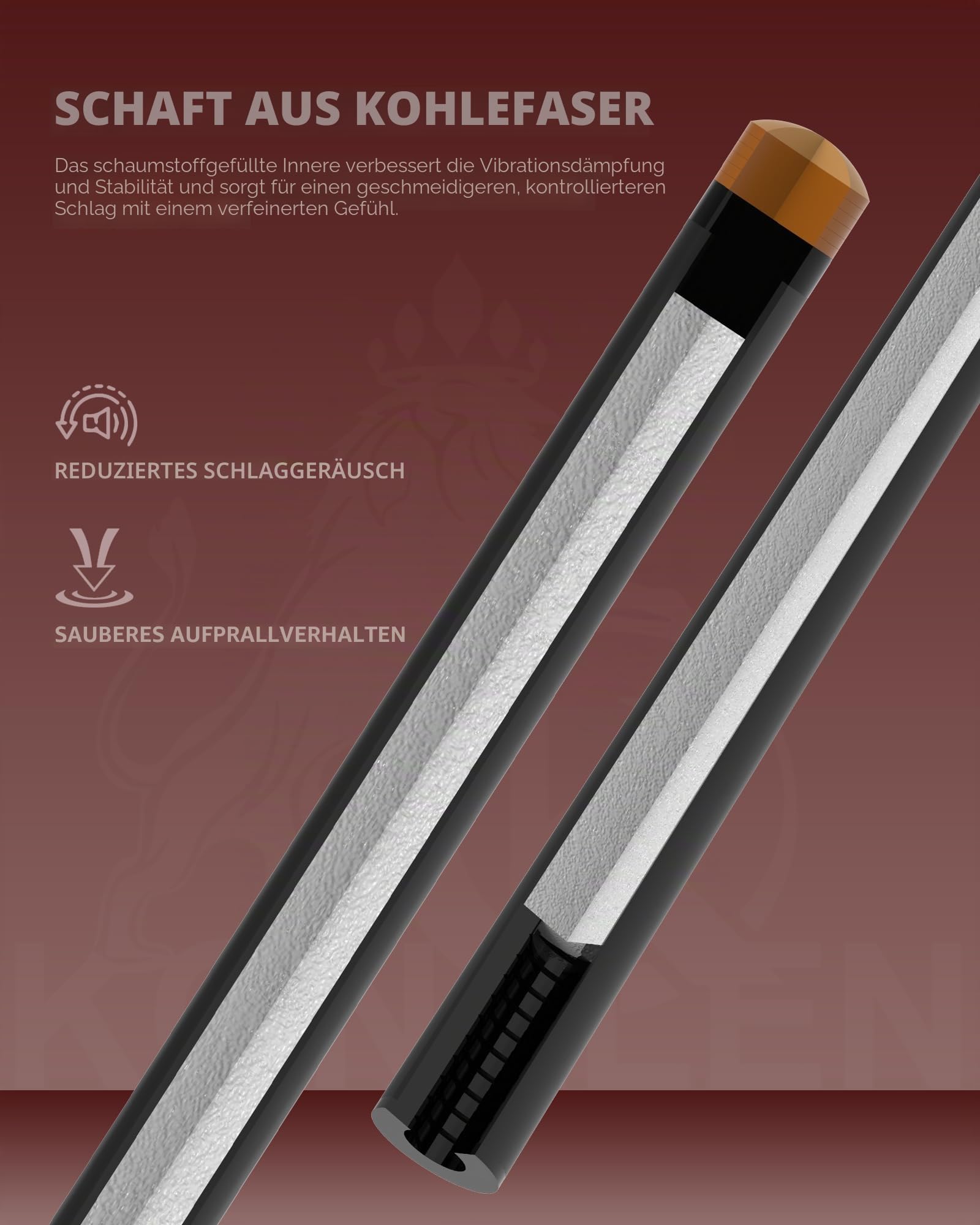 KONLLEN Billardqueue-Stick aus Karbonfaser, niedrige Ablenkung, handgefertigt, Inlay, ultraglatt, professionelles Gefühl, Billardqueue-Sticks für Erwachsene