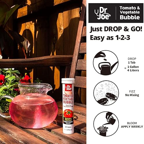 Miniatura 3 de Dr. Joe Alimento para plantas de burbujas de tomate y verduras, fertilizante soluble en agua (14 tabletas de gaseosa, hace 14 galones, 14-14-17)