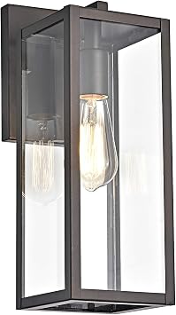 شمعدان حائط خارجي من البرونز المصقول من Chloe Lighting Richard Transitional 1 Light بارتفاع 14 بوصة