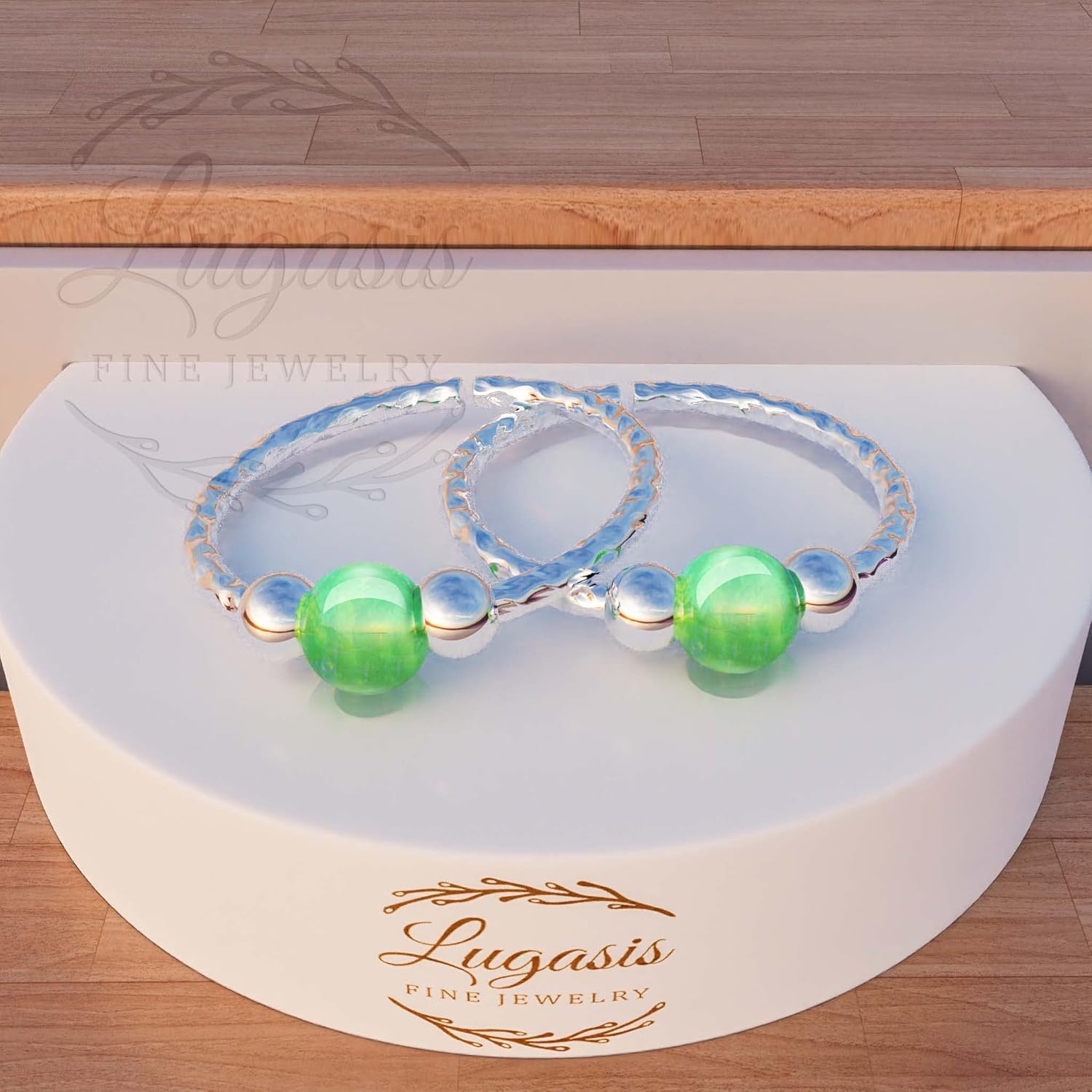 Silver Hoop Earrings - Dainty Hoop Earrings with Green 3mm Opal - Small 20 Gauge Cartilage Earring - A Pair Of 2 Huggie Hoop Earrings - Image 4