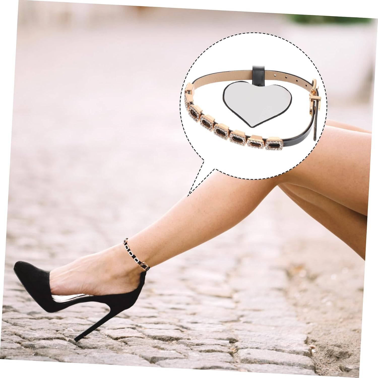 Ciieeo High Heels Straps with Rhinestone Decoration, Anti-loose Shoe Lace Ties for Women, 0.7cm Shiny Black Adjustable Heel Straps, Elegant Shoe Accessories for Party and Daily Wear