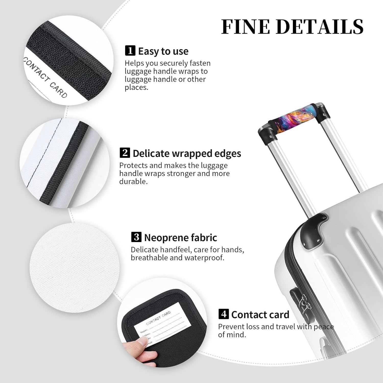 Abstract Music Themed Print Luggage Handle Wraps Luggage Identifiers Soft Neoprene Luggage Handle Wraps for Suitcase Trolley Handle Grip Cover 2 Pack Luggage Tags