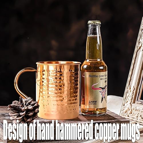 Miniatura 3 de Taza 100% cobre para Moscow Mule – 12oz martillado cobre puro grueso pared recta
