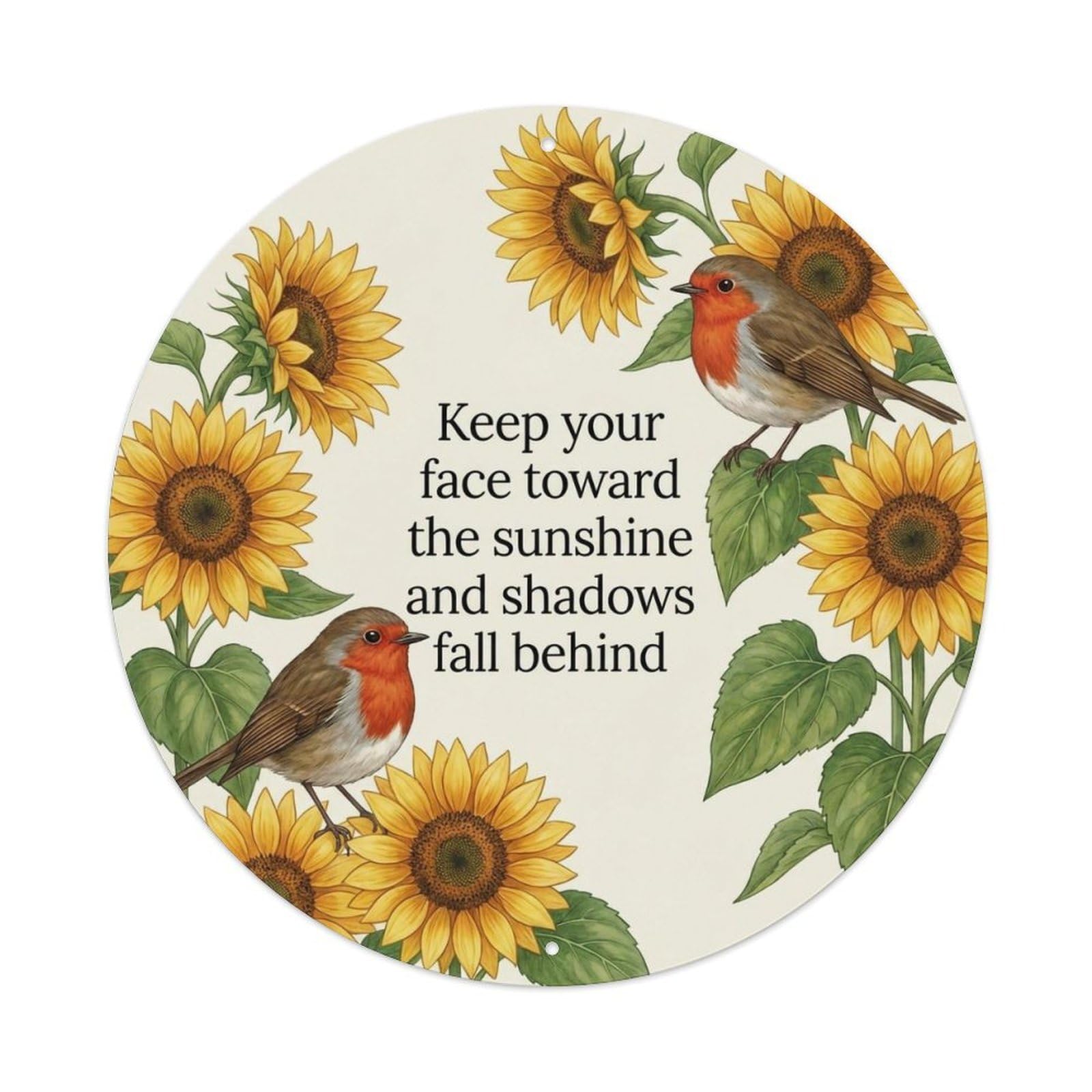 European Robin Garden Sign Heaven Love Sunflowers Metal Tin Sign
