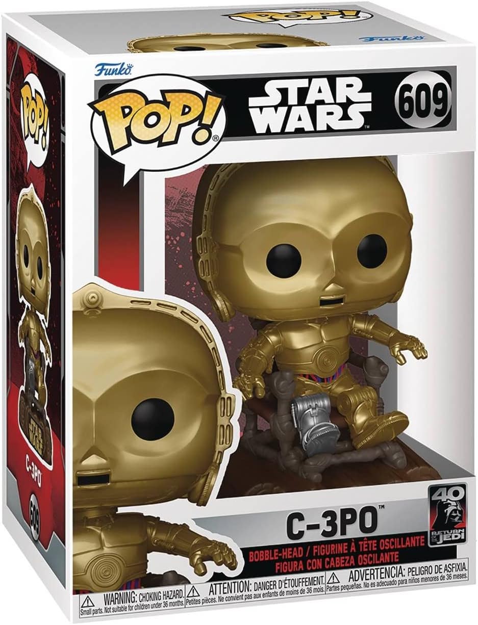 POP Star Wars: Return of The Jedi 40th - C-3PO in Ewok Chair Funko Vinyl Figure (Bundled with Compatible Box Protector Case), Multicolor, 3.75 inches