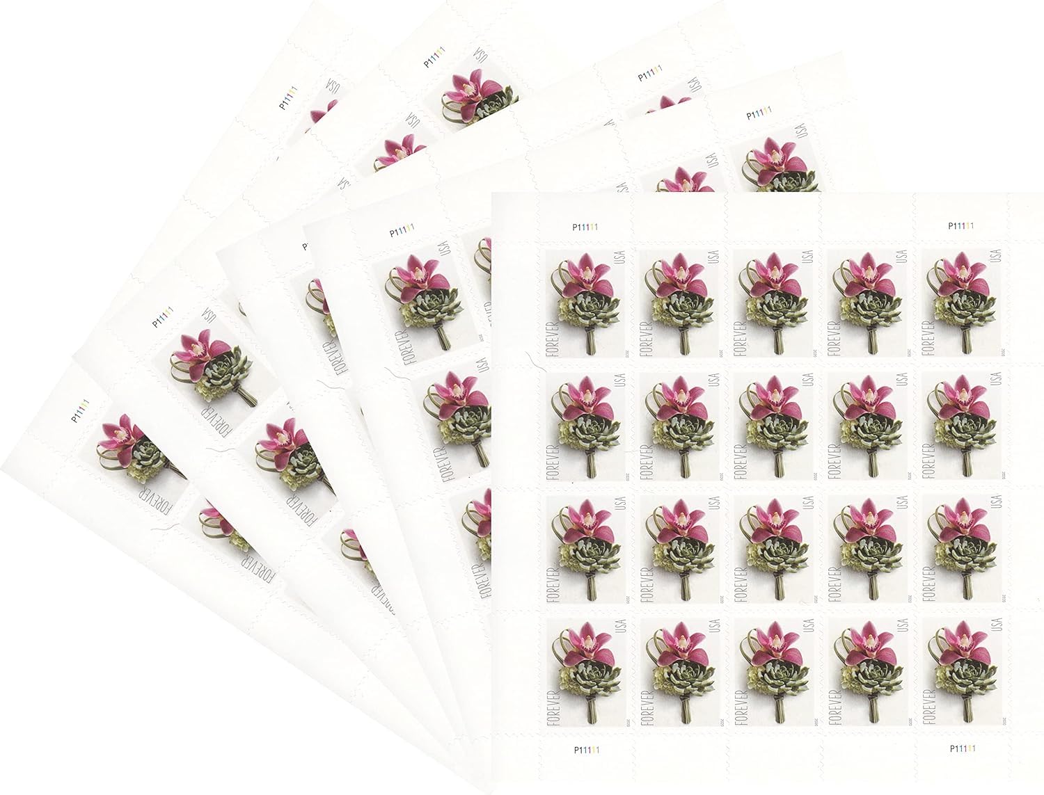 Contemporary Boutonniere Forever Stamps Sheet of 20 - Wedding Stamp (Pack of 5 Sheets, 100 Stamps)