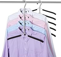 DOIOWN Non-Slip Space-Saving Blouse & Shirt Hangers - Stainless Steel 5-Tier Closet Organizers with Foam Padding (2 Pack)