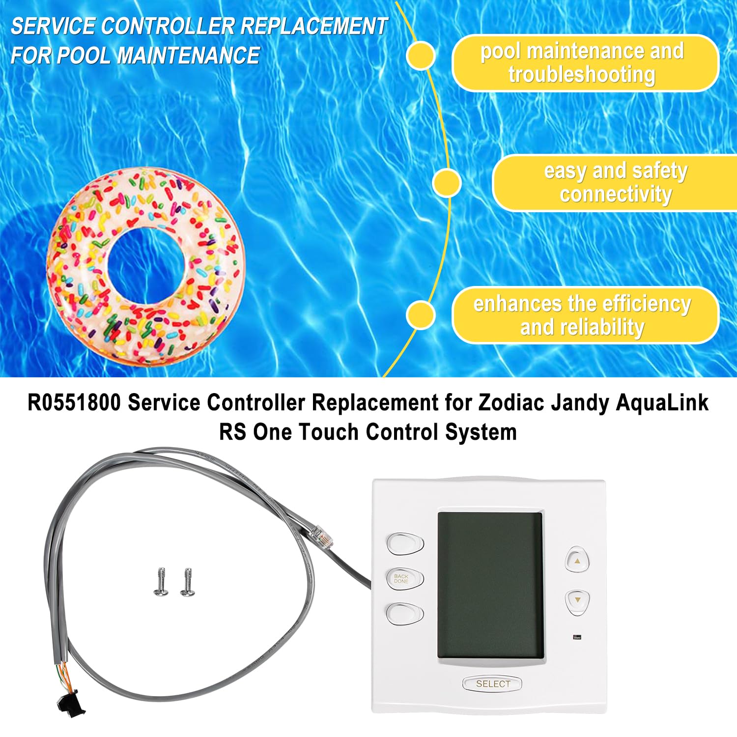 R0551800 Contrôleur de service de rechange avec câble et connecteurs pour système de contrôle Zodiac Jandy AquaLink RS One Touch