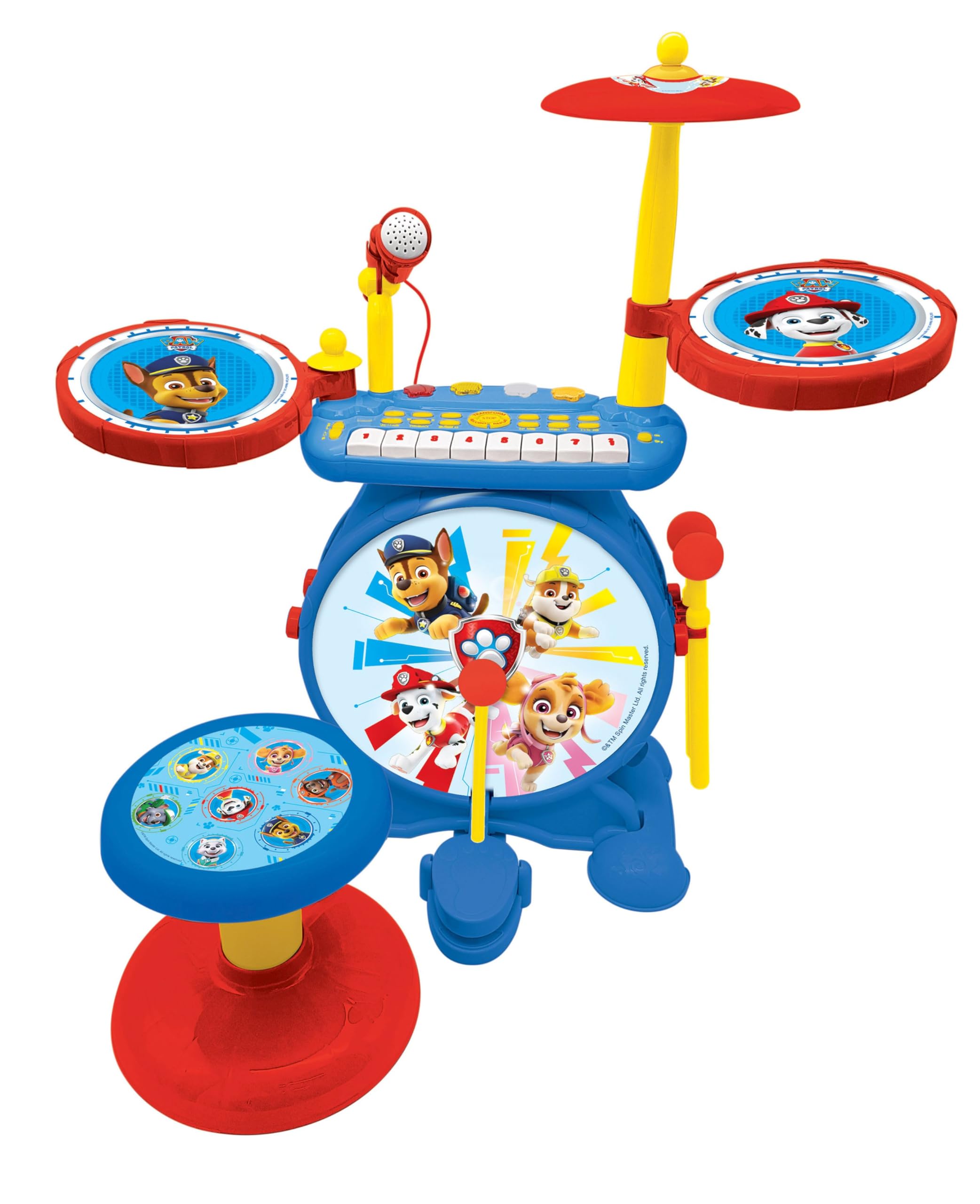 Lexibook, Paw Patrol, Electronic Set for Children, Musical Toy Game, Realistic Drum Sound, 8-Keys Keyboard, MP3 Plug, seat Included, Blue/red, K610PALXB — image 1