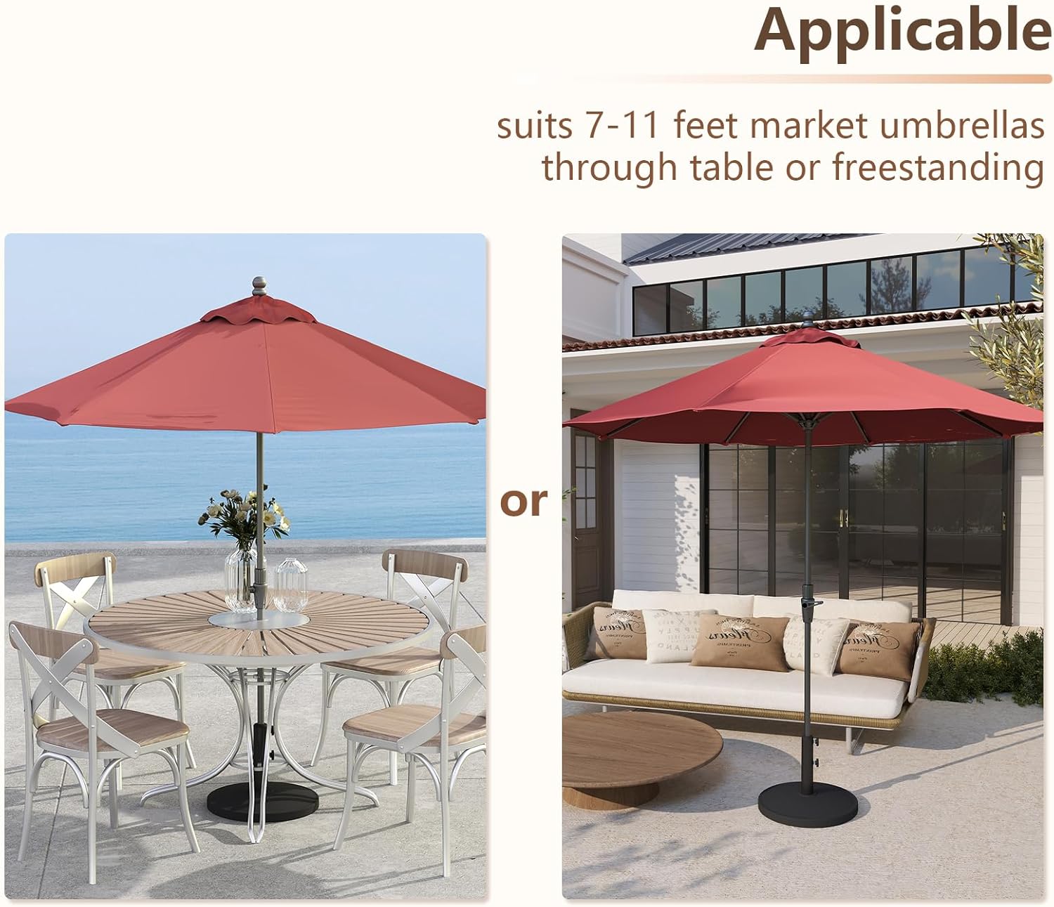 C-Hopetree 44 lb Patio Umbrella Base, Heavy Duty Stand for Outdoor Patio Market Table Umbrella, Black