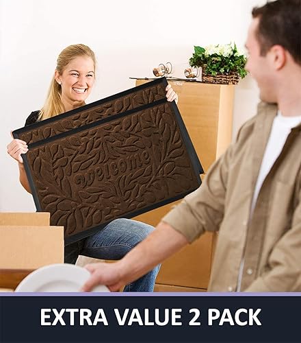 Miniatura 7 de Paquete de 2 tapetes para puerta delantera para entrada al aire libre, 30 x 18 pulgadas, tapetes resistentes para puerta de entrada exterior, tapete