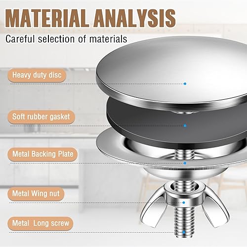 Miniatura 10 de Cubierta de agujero para fregadero de cocina de 2 pulgadas, cubierta de agujero para grifo de fregadero de cocina de acero inoxidable, tapa de tapón