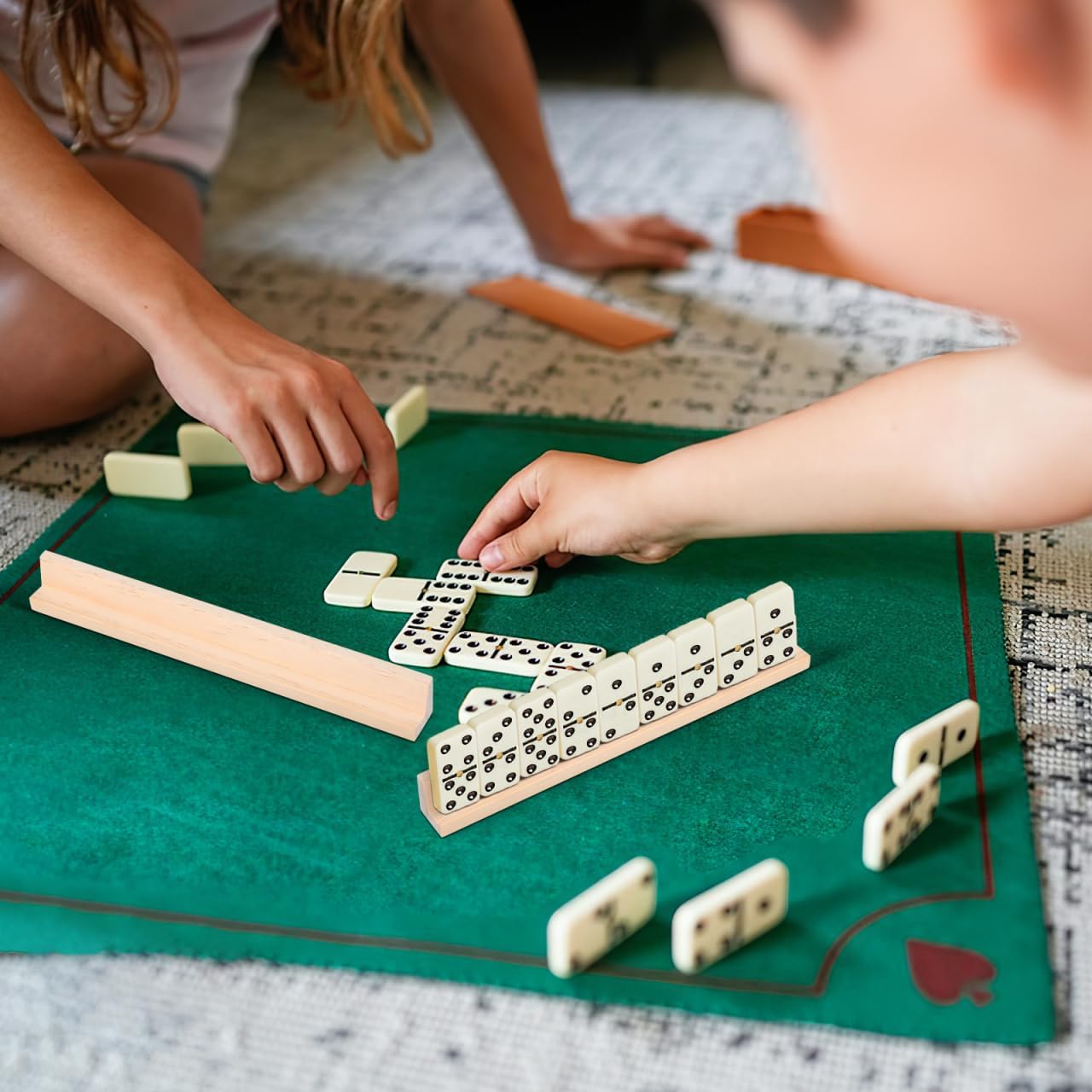 TOYANDONA Wooden Domino Trays, Set of 8 Mexican Train Domino Trays Racks Wooden Domino Tile Holders for Classic Board Games Dominoes Accessories
