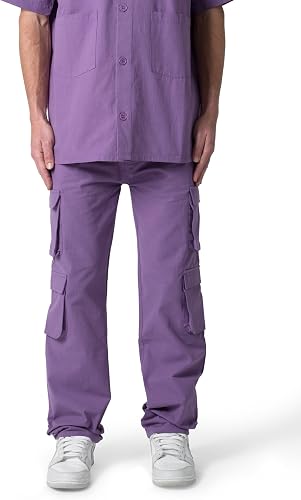 mnml Men's Cotton Cargo Pants - Purple, 33