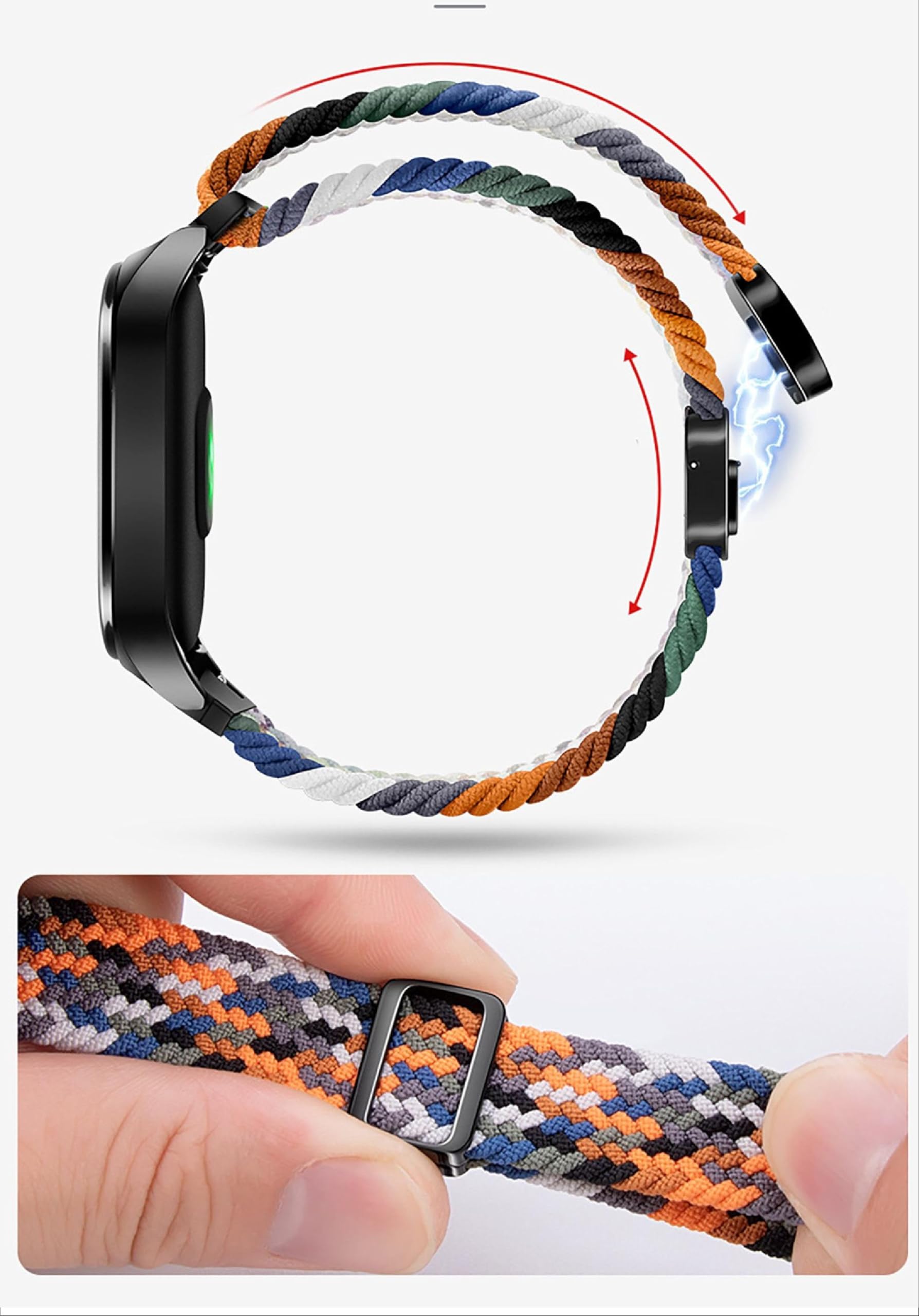 GIOPUEY Pasek kompatybilny z Garmin Lily 2, elastyczny nylonowy pleciony pasek, zamiennik paska [unisex]