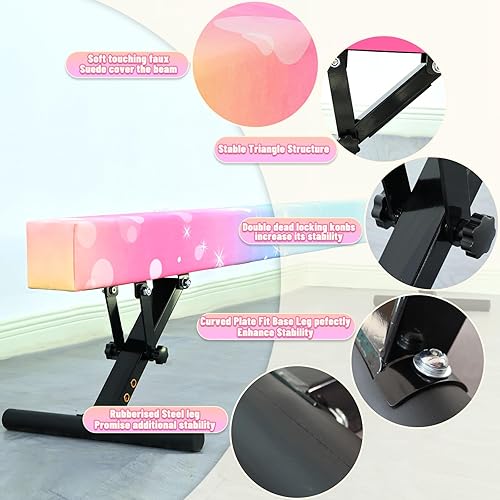 Miniatura 39 de Viga de equilibrio ajustable para niños, haz de gimnasia de 8 pies de todos los niveles de gimnasia, vigas de piso alto y bajo, altura ajustable