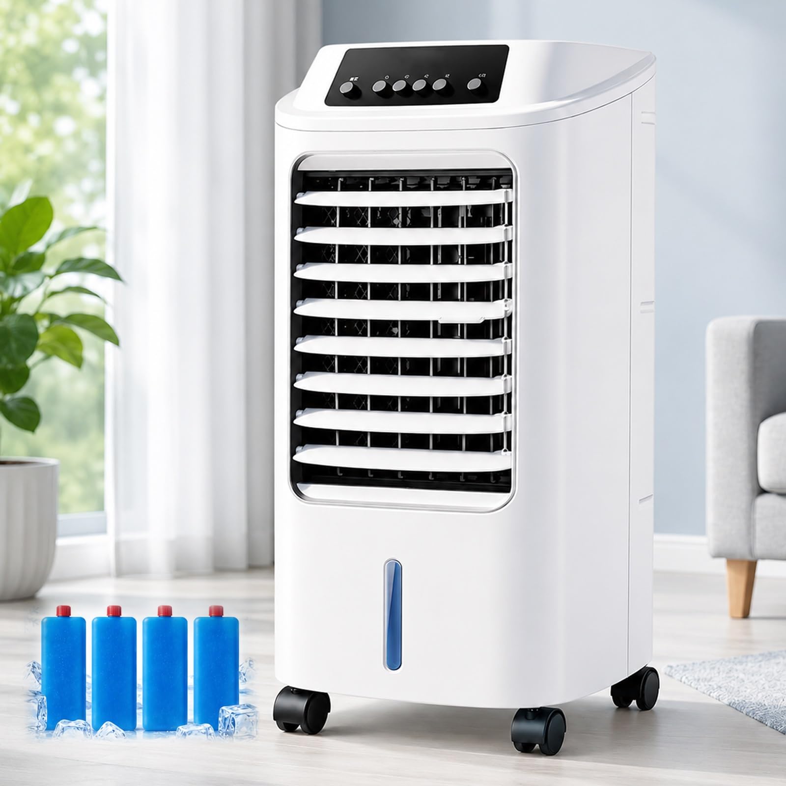 Wpwsdwmx One Color Portable Evaporative Air Cooler 6L Water Tank 800M³/H 3 Speed 7H Timer Swamp Cooler For Bedroom Office Small Space 20㎡