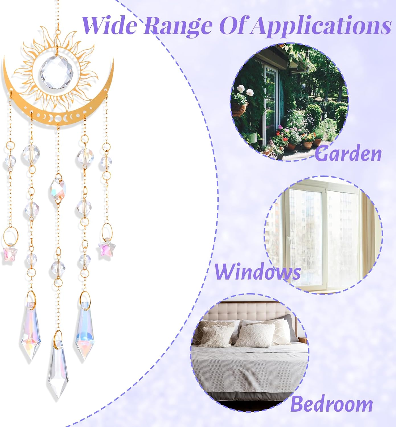 Crystal Suncatcher for Windows Hanging, Prism Rainbow Maker with Chain, Sun and Moon Catchers Indoor Outdoor Home Garden Decor, Gift for Christmas Mother’s Day Valentine’s - Image 5