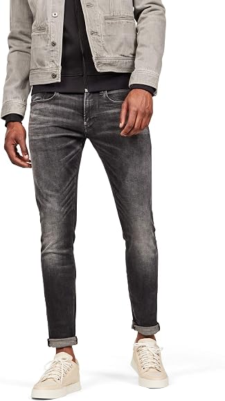 Amazon | [ジースターロゥ] Revend skinny ブラックジーンズ メンズ 