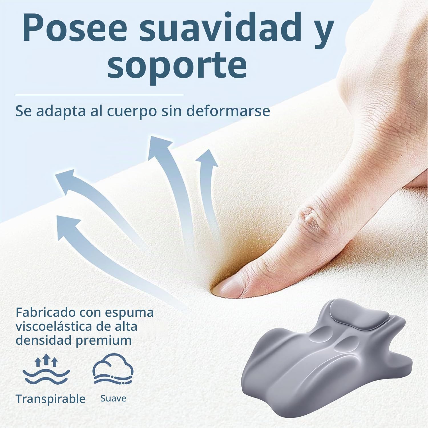 Almohada de Pareja para intimidad: cuña de Espuma viscoelástica con elevación de 27° para un Soporte Profundo, Mejor Postura y Comodidad.,Gris