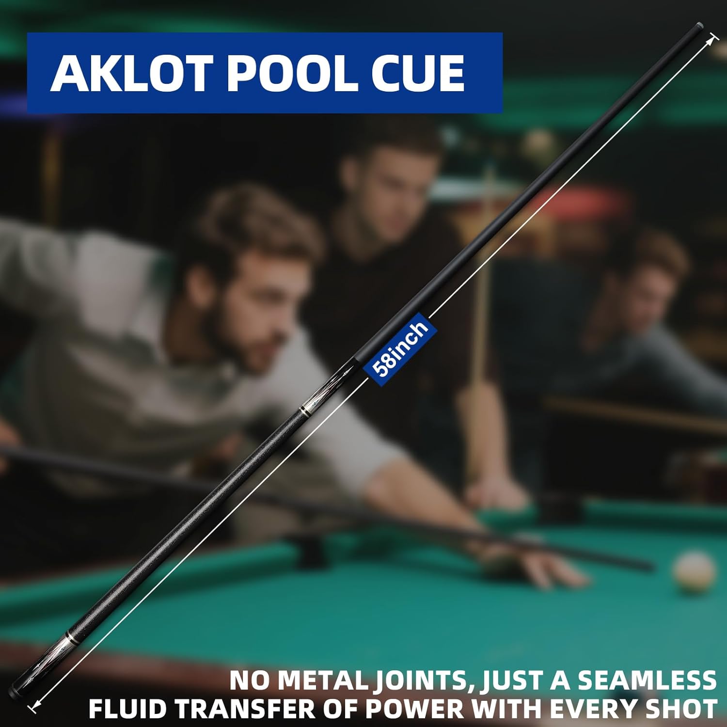 AKLOT Fiberglass Graphite Composite Billiard Pool Cue Sticks 2/4 Pack 20oz 58inch 13MM Cue Tip One-Piece Pool Cue Low-Deflection Billiard Cue for Home & Bar Play
