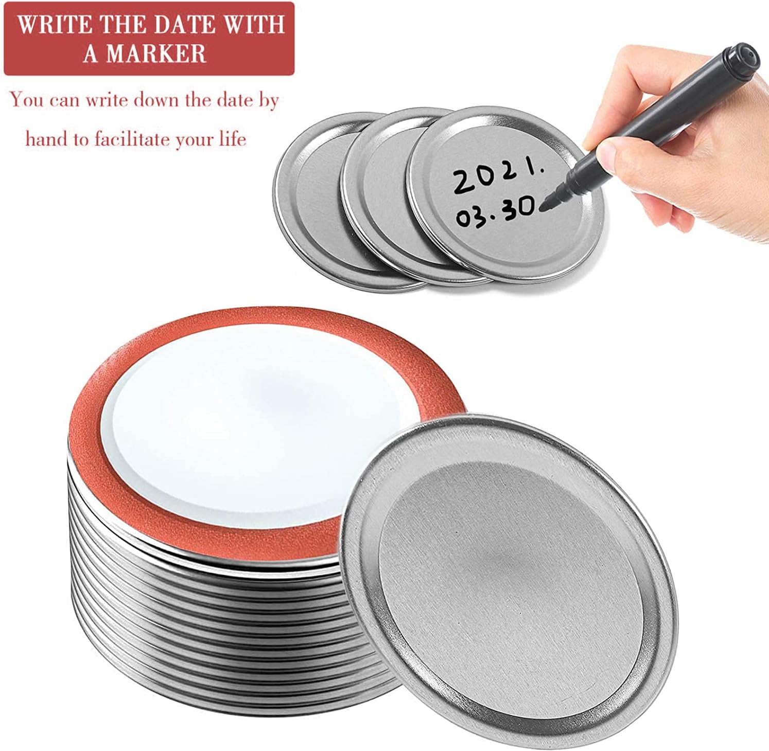 50 Pieces Regular Mouth Canning Lids for Ball,Kerr Jars - Split-Type Metal Mason Jar Lids for Canning Food Grade Material,100% Fit & Airtight for Regular Mouth Jars : Home & Kitchen